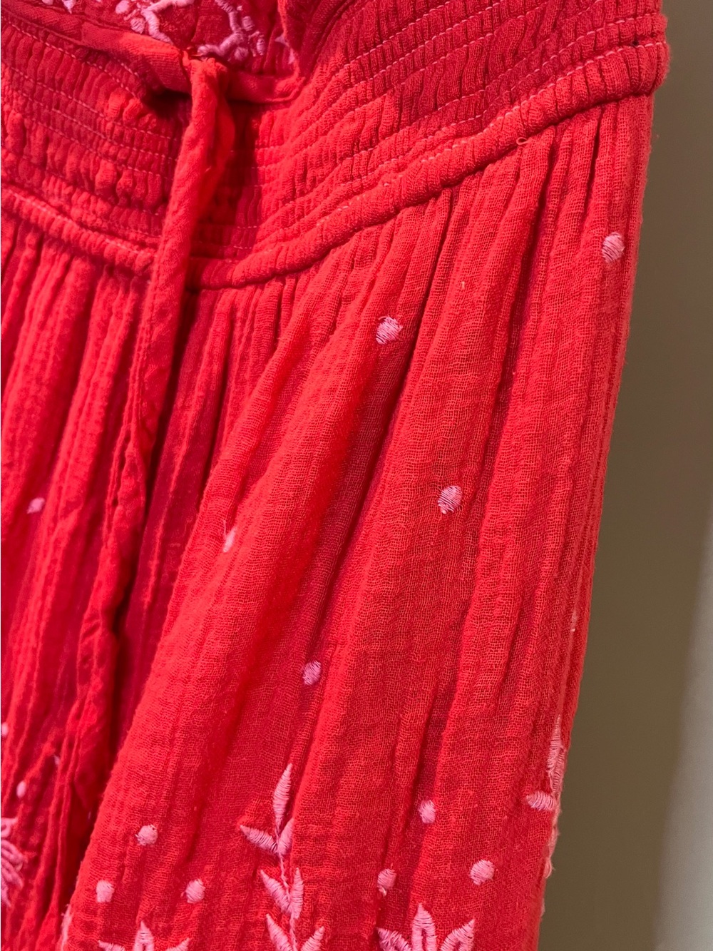 Free People Crimson Maxi Dress with Pink Embroidery - Picture 2 of 6